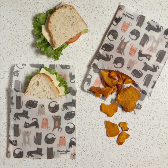 cat-lover gift bundle: beeswax sandwich bags/braided trivet/Swedish dishcloth - Picture 5 of 16